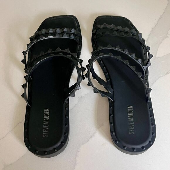 Steve Madden Black Studded Sandals - Picture 3 of 11